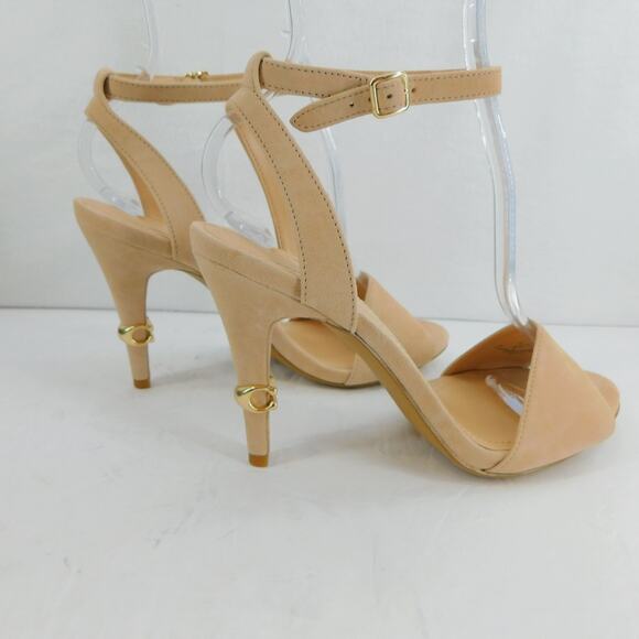 Coach Women's Regina Ankle Strap Sandals Beechwood Suede Heels Size 7 New - Picture 5 of 12